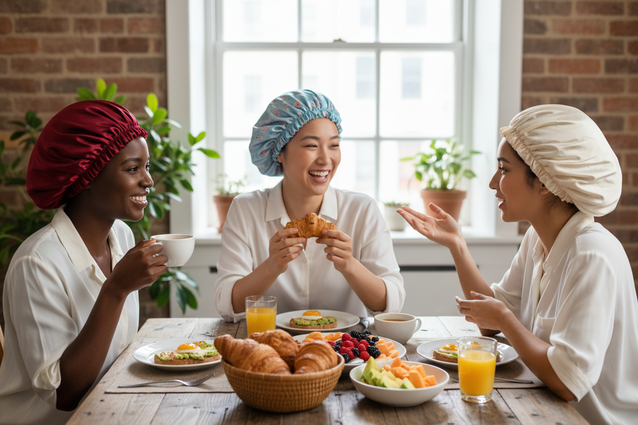 Parfait, juste met leurs cheveux dans le bonnet. On ne doit donc pas voir les cheuveux